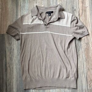 Banana republic Men's Polo Shirt - Brown with Cream Stripes